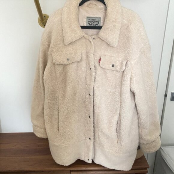 Levi's Sherpa Oversized Cream Color Jacket - XXL - Picture 12 of 13